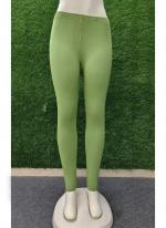 Cotton Pastel Green Casual Wear Plain Leggings